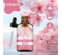 NIVAVIN Huile essentielle de Sakura 30ml/60ml/100ml, extrait de parfum floral, longue durée et fraîcheur, convient pour les soins du visage, du corps, des mains et des pieds, également pour le diffuse