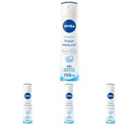 NIVEA Atomiseur Fresh Natural 0% (1 x 150 ml), déodorant femme efficacité 48 hrs, anti transpirant aisselles fraîcheur longue durée, antiperspirant sans aluminium (Lot de 4)