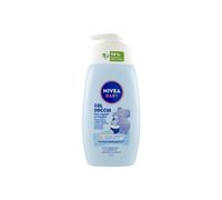 NIVEA BABY Gel douche aux cheveux aux pieds 500 ml, Bain moussant bébé pour peau et cheveux doux et propres, Bain moussant bébé avec protection sans larmes, shampoing enfants hydratant et adoucissant