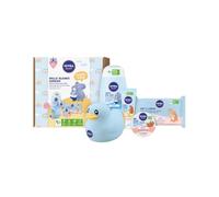 NIVEA BABY Kit de soins pour bébé avec shampooing, lingettes humides, crème et plus encore, coffret cadeau avec produits de toilette et canard de bain mignon, bonjour Petit Miracle