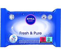 NIVEA Baby Lingettes Fresh & Pure (1 x 63 pces), lingettes nettoyantes bébé & nourrisson, lingettes hypoallergéniques à l'aloé vera et à l'eau pure, testées cliniquement