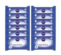 NIVEA Baby Lingettes Fresh & Pure (12 x 63), lingettes nettoyantes bébé & nourrisson, lingettes hypoallergéniques à l'aloé vera et à l'eau pure, testées cliniquement