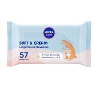 NIVEA BABY Lingettes Soft & Cream (1 x 57 pces), lingettes nettoyantes et apaisantes pour bébé & nourrisson, enrichies en Huile d'Amande 100% naturelle protectrice très douce