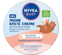NIVEA BABY Ma Première Crème Vegan et Hypoallergénique Protège et Renforce la Peau Crème Hydratante pour Bébés à l'huile d'amande et aux vitamines, sans microplastiques ni parabènes (75ml)