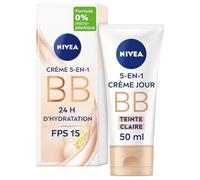 NIVEA - BB Crème 5 En 1 Teinte Claire - Crème Visage FPS 15 - Hydratation 24H - Réduit Imperfections & Signes De Fatigue - Huile De Jojoba Bio & Pigments Minéraux - Vegan - Tous Types De Peaux - 50 ml