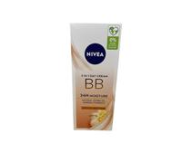 NIVEA BB Crème de jour 5 en 1 hydratante 24h (50 ml), BB crème pour peaux moyennes à foncées avec SPF 15, crème de jour teintée à l'huile de jojoba bio & pigments de maquillage