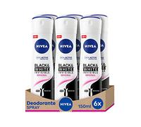 NIVEA Black & White Invisible Original Spray 6 x 150 ml, déodorant femme efficace 72 h, déodorant spray anti-transpirant contre les odeurs, la transpiration, les résidus, les irritations et les taches