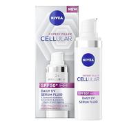 NIVEA Cellular Expert Filler Sérum UV quotidien SPF 50+ (30 ml), crème hydratante anti-âge avec protection solaire et acide hyaluronique, crème solaire visage pour lisser les rides et ridules