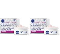 NIVEA CELLULAR Expert Filler Soin de jour FPS15 (1 x 50 ml), Crème visage anti-âge raffermissant enrichi en acide folique pur et acide hyaluronique, Soin repulpant pour peaux matures (Lot de 2)