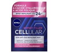 NIVEA Cellular Expert Filler - Soin Visage Anti-Age Repulpant - Crème De Nuit - Hydrate, Raffermit, Redonne Volume & Réduit Rides - Acide Hyaluronique & Acide Folique Pur - Tous Types De Peaux - 50 ml