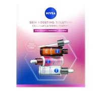 NIVEA Cellular Skin Boosting Solution Set de soins du visage avec sérum à la vitamine C, sérum hyaluronique et sérum pour le visage Bakuchiol, pour un effet lifting efficace (3 x 30 ml)