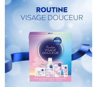 NIVEA Coffret Routine Visage Douceur, Peaux Sèches et Sensibles | Eau Micellaire, Crème Nettoyante, Soin Jour Hydratant FPS 15, Lingettes Démaquillantes et Bandeau Spa