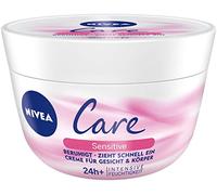 NIVEA Creme Care Sensitive Soin du visage et du corps avec 24 h d'hydratation intense, crème hydratante non grasse pour peaux sensibles et sèches (200 ml)