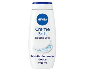 NIVEA Crème de douche Soin (1 x 250 ml), enrichie à la Vitamine C & E et Huile d'Amande douce, Soin corps hydratant qui nettoie respecte et renforce le microbiome pour peaux sèches
