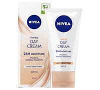 NIVEA Crème de jour hydratante teintée en paquet de 4 (4 x 50 ml), hydratant teinté enrichi en vitamine E avec FPS 15, essentiels de soins de la peau