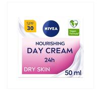 NIVEA Crème de jour nourrissante 24h SPF30 (50 ml), crème hydratante pour le visage avec facteur 30, crème quotidienne pour le visage pour peaux sèches, soin de la peau essentiel
