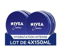 NIVEA Crème visage, corps & mains (lot de 4 x 150 ml), crème hydratante à la texture onctueuse enrichie en Eucerit, soin hydratant multiusage pour toute la famille