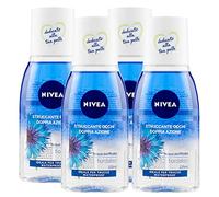Nivea Démaquillant double yeux avec de l'eau purifiée et des extraits de bleuet waterproof, 4 flacons de 125 ml