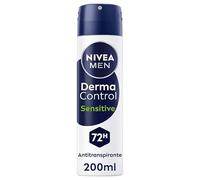 NIVEA Derma Control Sensitive Déodorant anti-transpirant pour homme, protection 72 heures contre la transpiration, acide hyaluronique et vitamine E, aucune irritation des aisselles, peau sensible en