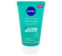 NIVEA Derma Skin Clear Scrub pour le visage anti-imperfections 150 ml Exfoliant pour peaux grasses et mixtes avec acide salicylique, sel de mer et niacinamide, nettoyant visage et