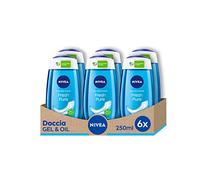 NIVEA Douche Gel Fresh Pure en lot de 6 x 250 ml, douche fraîche et régénérante, nettoyant corps gel enrichi en vitamine C et E et minéraux marins