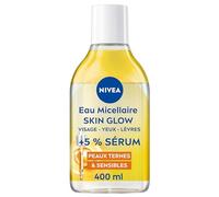 NIVEA - Eau Micellaire Visage Waterproof Skin Glow - Nettoie En Douceur, Démaquille & Illumine - 5% Sérum Aux Vitamines C & E - Complexe Amino Acid - Sans Parfum - Peaux Ternes & Sensibles - 400 ml