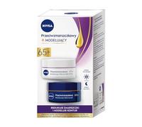 NIVEA Ensemble de crème modelante anti-rides pour le visage de jour et de nuit avec extrait de soja, teint mûr 65+, 2 x 50 ml