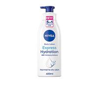 NIVEA Lotion corporelle Express Hydration (400 ml), absorption rapide 72H Hydration NIVEA hydratante pour peaux sèches fabriquée avec du sérum hydratant en profondeur et des minéraux marins, Lotion