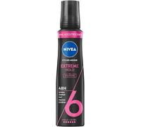 NIVEA Extreme Hold Mousse coiffante nourrissante avec protection thermique, panthénol et vitamine B3, fixateur capillaire pour 48 h pour une tenue extrêmement forte (niveau 6), mousse coiffante (150