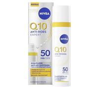 NIVEA Q10 Anti-Rides Expert - Fluide Anti-UV Quotidien FPS 50 - Soin Visage Combleur De Rides - Haute Protection UVA/UVB - 12H Anti-Brillance - Q10 Pur & Glycostop - Tous Types De Peaux - 40 ml