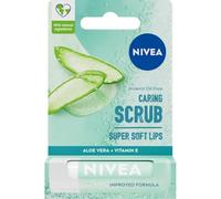 NIVEA Gommage à lèvres 2 en 1 à l'aloe vera (4,8 g), baume à lèvres soignant à l'aloe vera et à la vitamine E, exfolie doucement pour des lèvres super douces, soin intensif des lèvres, pas besoin