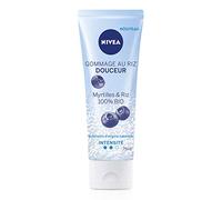 NIVEA Gommage au Riz Douceur (1 x 75 ml), Exfoliant d’origine naturelle enrichi en Graines de Riz Japonica & Myrtilles BIO, Soin visage revitalisant pour peaux normales