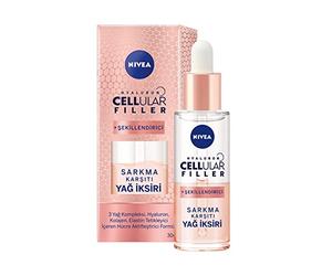 NIVEA Huile-élixir biphase hyaluron Cellular Filler + Élasticité & Contour Paquet de 1 (1 x 30 ml) Huile anti-rides pour uniformiser la peau du visage, soin hydratant pour le visage