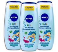 NIVEA Kids Lot de 3 gels douche 3 en 1 Shampooing et après-shampoing Parfum pomme magique 3 x 250 ml