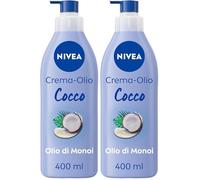 NIVEA Kokosöl-Creme & Monoi-Öl 400 ml, Feuchtigkeitsskeitcreme 48h, Parfum Körpercreme mit Monoi-Öl und Kosnuss-Duft, Feuchtigkeitsspendende Körpercreme für samtige, trockene Haut (Lot de 2)