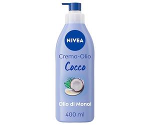 NIVEA Kokosöl-Creme & Monoi-Öl 400 ml, Feuchtigkeitsskeitcreme 48h, Parfum Körpercreme mit Monoi-Öl und Kosnuss-Duft, Feuchtigkeitsspendende Körpercreme für samtige, trockene Haut