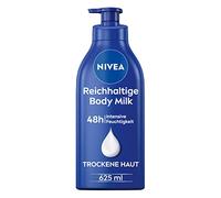NIVEA Lait corporel riche (625 ml), soin hydratant 48 h, formule 5 en 1 pour peaux sèches avec sérum, huile d'amande et vitamine E