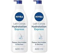 NIVEA Lait corps Hydratation Express 72h (1 x 400 ml) - Lait hydratant à l'Acide Hyaluronique pur - Soin pour le corps hydratant rapide - Sérum nourrissant peaux normales (Lot de 2)
