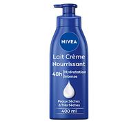 NIVEA Lait Crème Nourrissant 48h Peaux Sèches à Extra Sèches (1 x 400 ml), Crème hydratante avec Concentré de Soin & Huile d’Amande Douce, Lait corps nutrition intense