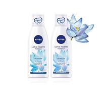 NIVEA Lait de Toilette Fraîcheur (2x200ml), lait démaquillant yeux, nettoyant visage à l'extrait de lotus sacré, soin visage femme pour peaux normales et mixtes