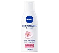 NIVEA Lait Démaquillant Douceur Visage & Yeux (1 x 200ml), lait nettoyant visage et yeux enrichi en huile d'Amande naturelle & Hydramine, soin hydratant peaux sèches & sensibles
