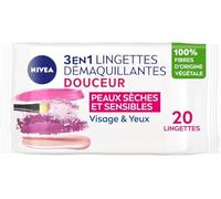 NIVEA - Lingettes Démaquillantes 3 En 1 - Efficacité Waterproof - Visage, Yeux, Lèvres - Douceur & Hydratation - Pro-Vitamine B5 & Hydramine - Fibres D'Origine Végétale - Peaux Sèches - x 20