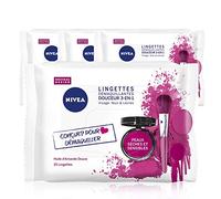 NIVEA Lingettes Démaquillantes Douceur 3-en-1 (4 x 25 ST), Démaquillant 3-en-1 peaux sèches et sensibles à l'huile d'amande douce, Nettoyant visage, yeux & lèvres