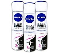 NIVEA Lot de 3 déodorants anti-transpirants transparents invisibles Noir et blanc 3 x 150 ml
