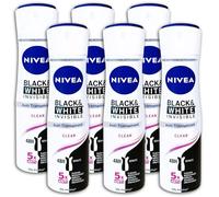 NIVEA Lot de 6 déodorants anti-transpirants en spray invisible Noir et blanc 150 ml