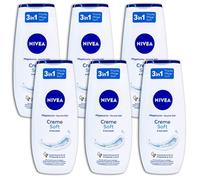 NIVEA Lot de 6 flacons de gel douche de soin Crème douce et huile d'amande 6 x 250 ml