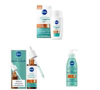 NIVEA LOT Derma Skin Clear : Fluide Anti-UV FPS50+ 40 ml + Sérum Purifiant 30 ml + Gel Nettoyant 150 ml - Routine Anti-Imperfections - Matifie, Purifie & Désobstrue les Pores