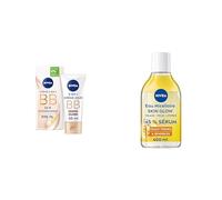 NIVEA Lot Skin Glow - BB Crème 5-en-1 Claire 50 ml + Eau Micellaire Waterproof 400 ml, Hydratation 24 h, Démaquille, Illumine, Peaux ternes & sensibles