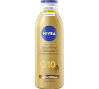 NIVEA Lotion corporelle Q10 raffermissante + bronzante (250 ml), lait corporel pour une peau plus ferme et une meilleure élasticité en 7 jours, crème corporelle avec Q10 pour un bronzage naturel