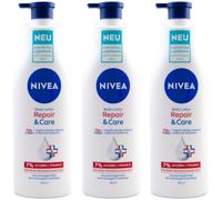 Nivea Lotion Corps Réparation & Soin 72h Humidité 3 X 250ml Très Peau Sèche